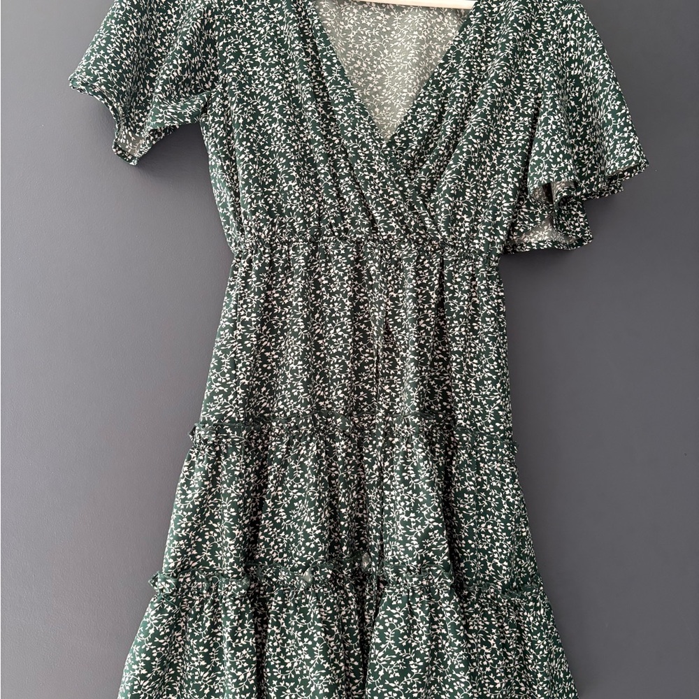 SHEIN Green Floral Midi Dress